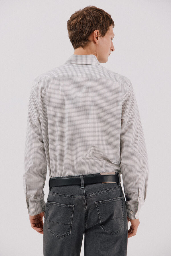 Cortefiel Camisa cuadros popel&iacute;n Gris