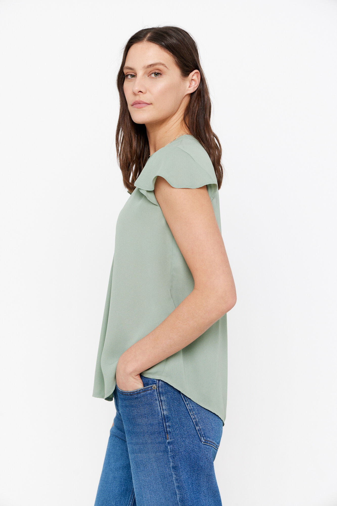 Cortefiel Blusa fluida decote em bico