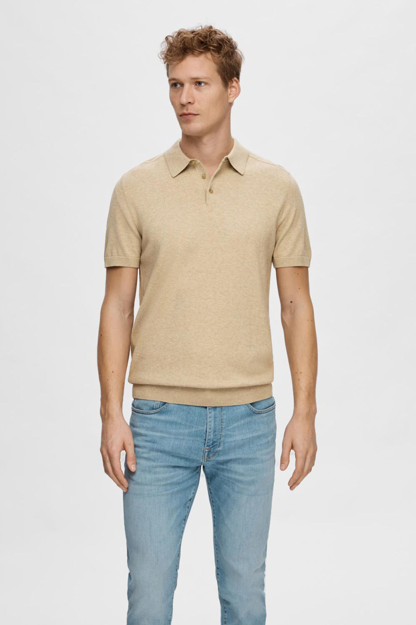Selected Polo de punto de manga corta.