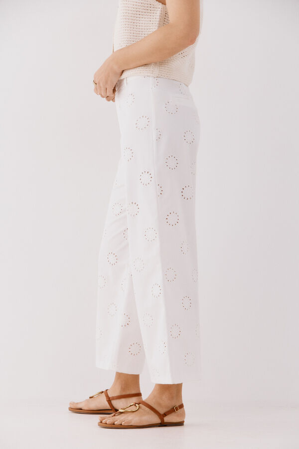 Cortefiel Pantal&oacute;n bordado Blanco