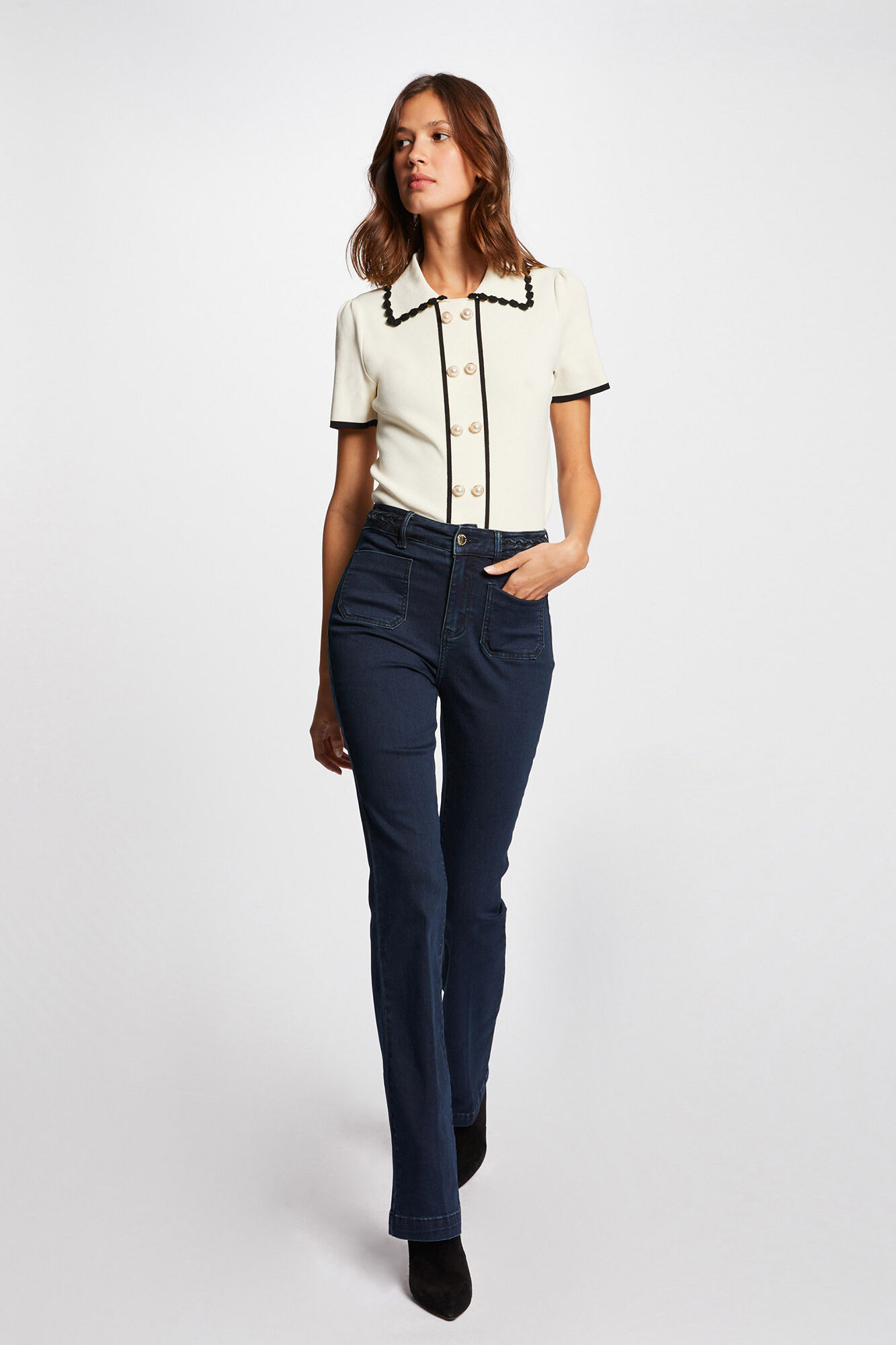 Morgan Cal&ccedil;a jeans boot cut com detalhes tran&ccedil;ados