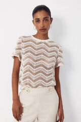 Cortefiel Crochet superior em zigue-zague Ecru