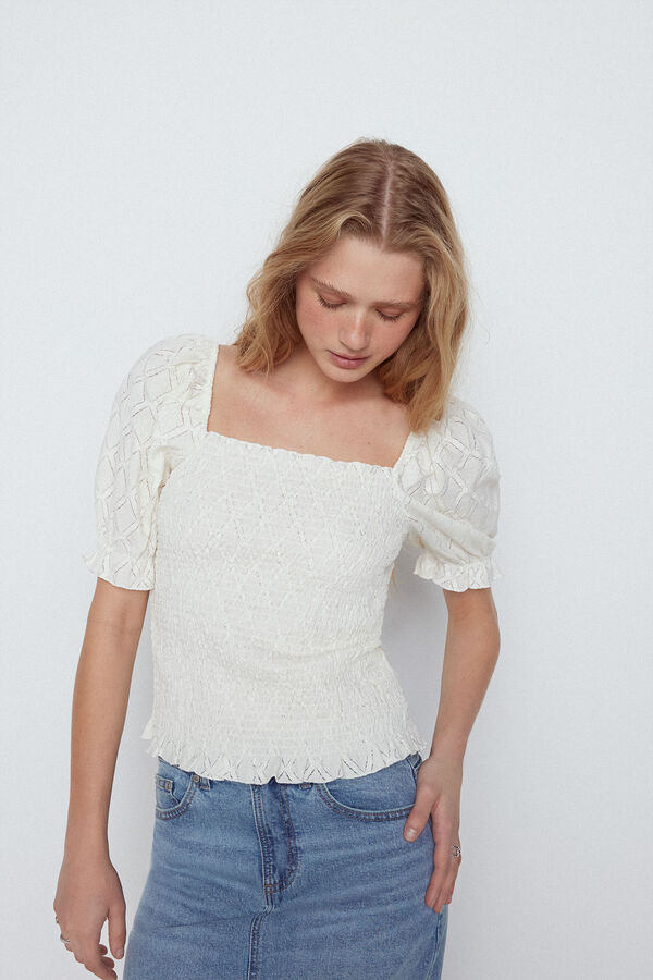 Slowlove Top corto cuerpo ajustado Blanco