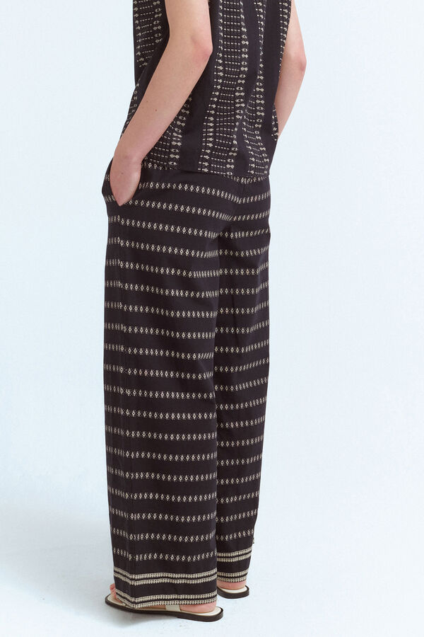 Vila Calças estampado 7/8 de algodão orgânico Preto