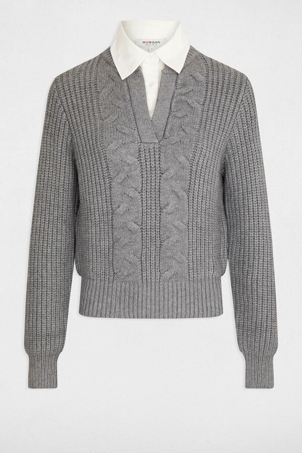 Morgan Jersey cuello tipo camisa Kaki