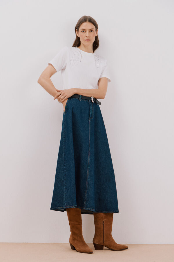 Cortefiel Falda Larga Vaquera Azul