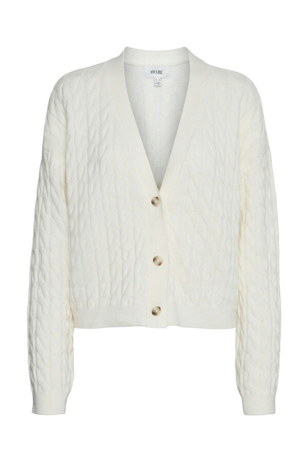 Vero Moda Cardig&atilde; feminino de malha com desenho tran&ccedil;ado Cinzento