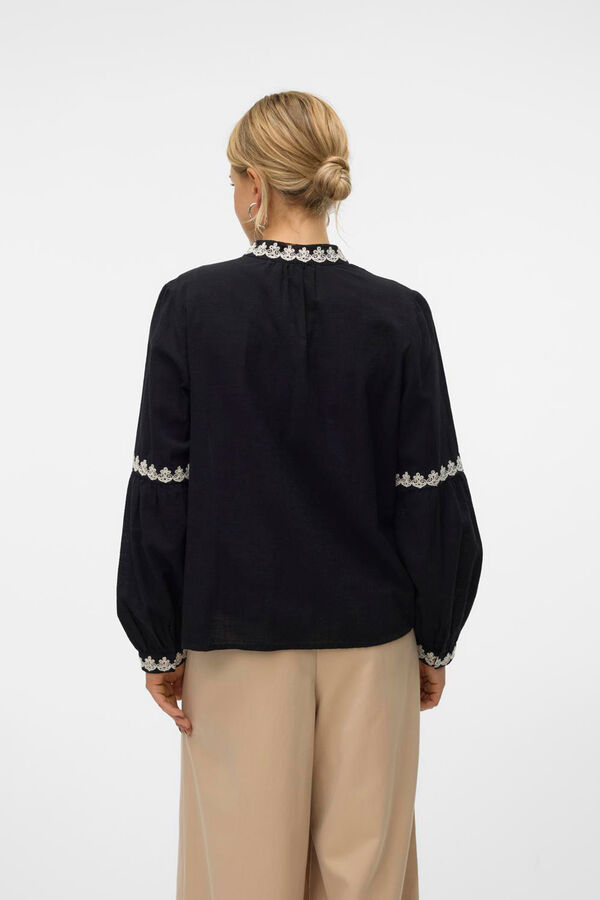 Vero Moda Camisa de manga larga detalles bordados Negro