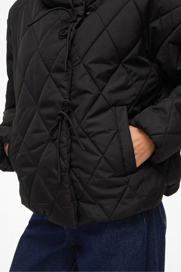 Vila Abrigo acolchado cuello chimenea Negro