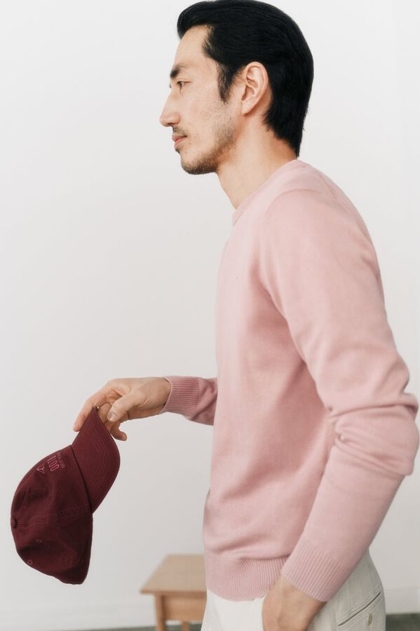 OOTO Jersey cuello redondo algodón lavado Rosa