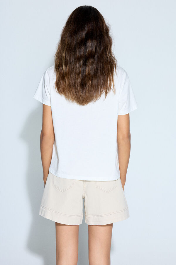 Slowlove Camiseta manga curta com estampado de pluma Branco