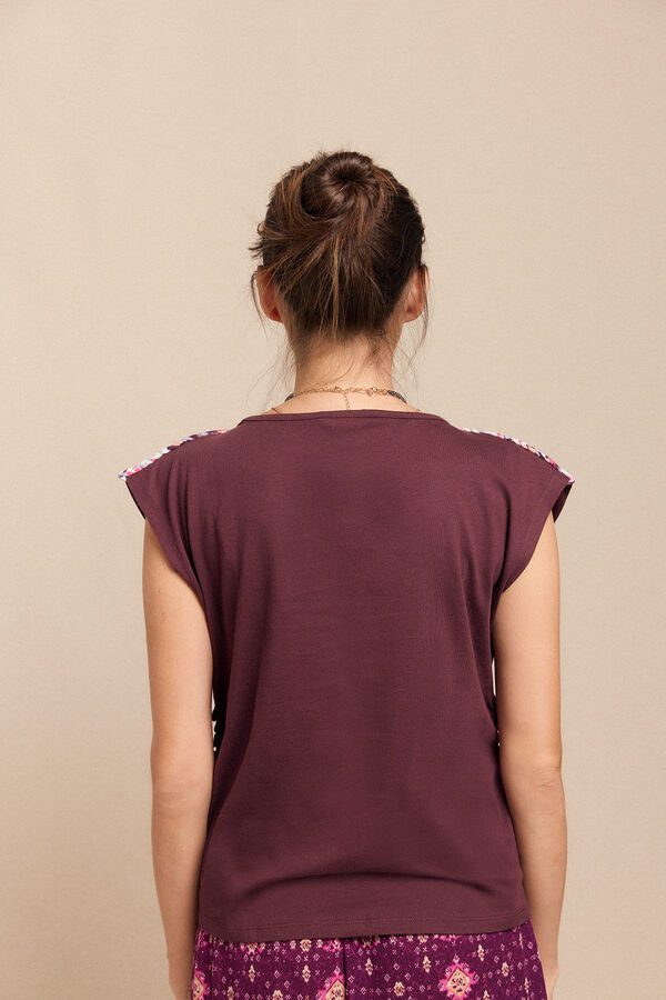 Slowlove Camiseta trenza fruncida Granate