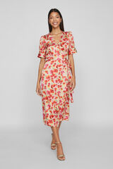 Vila Vestido midi estampado de manga media Rojo