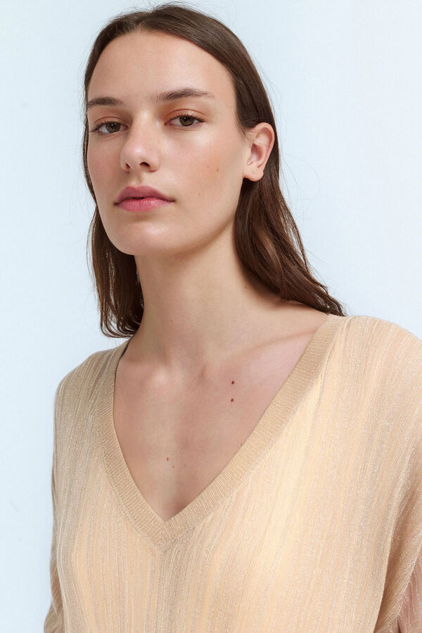 Vila Top de malha com lurex Castanho