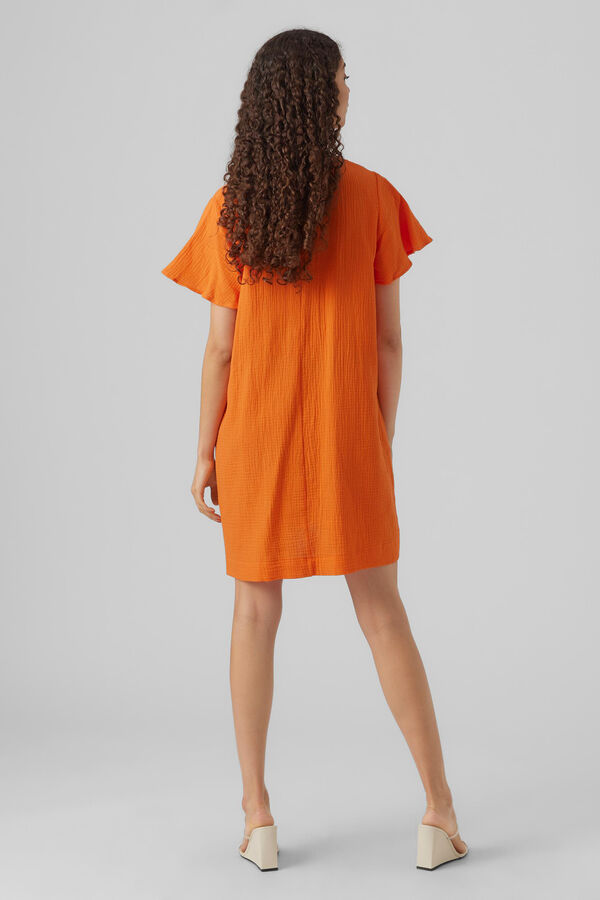 Cortefiel Vestido curto de algodão  Laranja