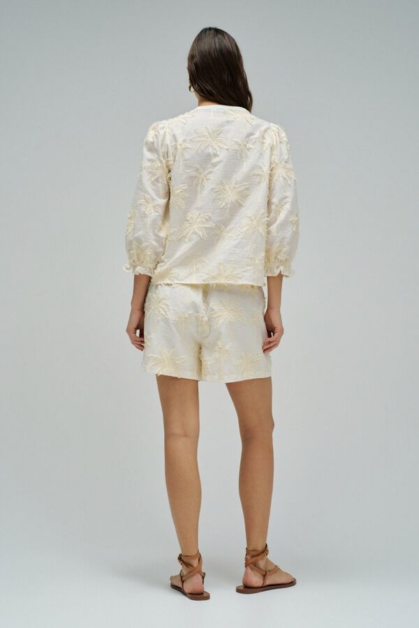Salsa Jeans Blusa com efeito de tecido 3D texturizado Ecru