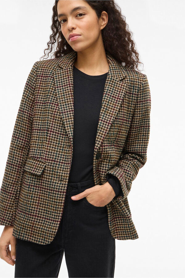 Vila Americana blazer de cuadros Marr&oacute;n
