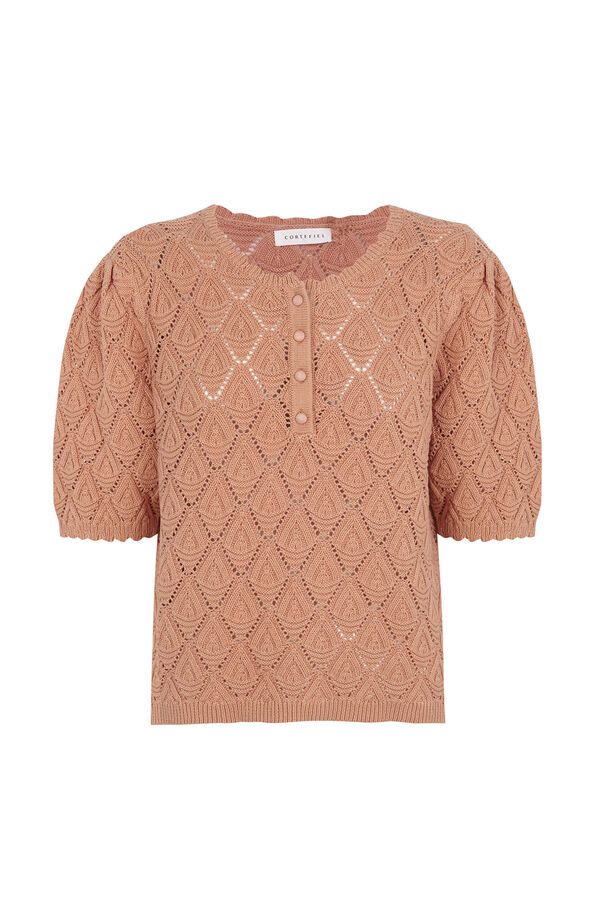 Cortefiel Jersey calados botones Coral