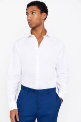 Cortefiel Camisa gemelos lisa f&aacute;cil plancha Blanco