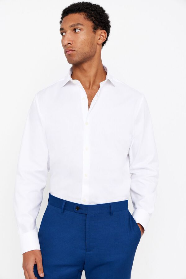 Cortefiel Camisa gemelos lisa f&aacute;cil plancha Blanco