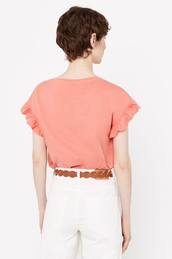 Cortefiel Camiseta volante Coral