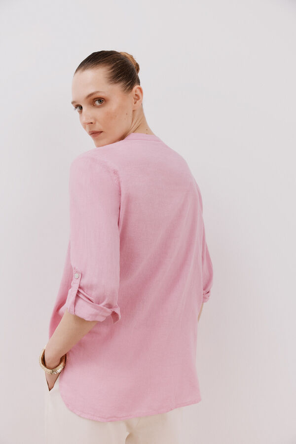 Cortefiel Camisa de linho Roxo