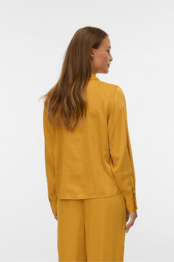 Vero Moda Camisa de cetim de manga comprida  Dourado