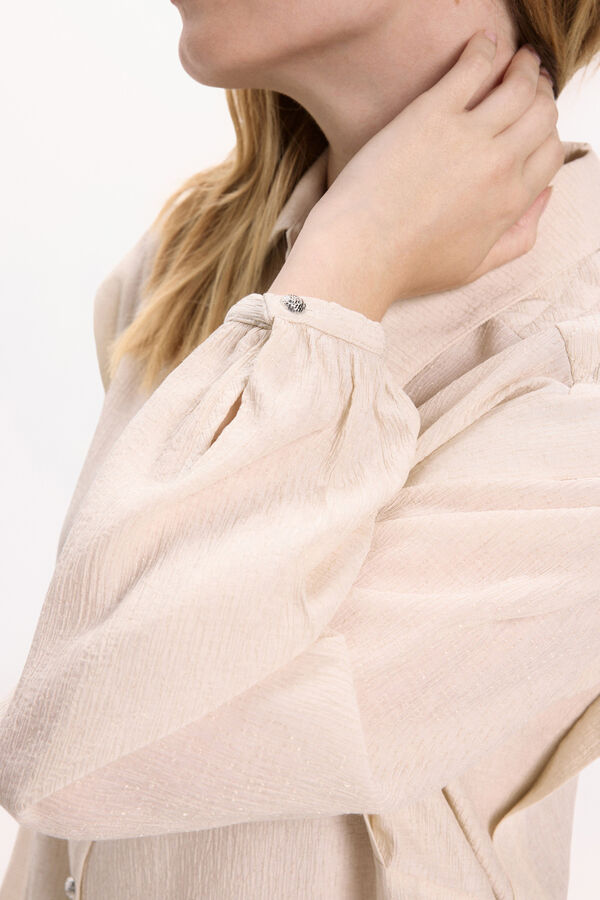 Vila Blusa de viscosa con detalles l&uacute;rex Beige