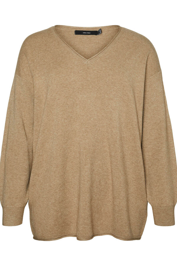 Vero Moda Curve Jersey de punto de manga larga talla grande Marrón