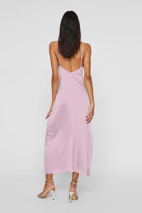 Vila Vestido midi satinado de fiesta Lila