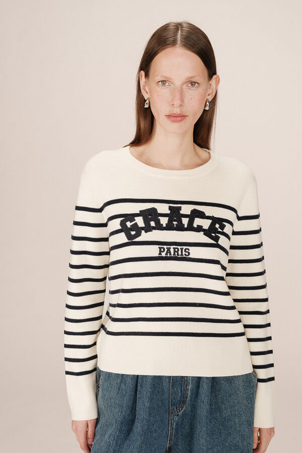 Grace & Mila Jersey de rayas marinero Blanco