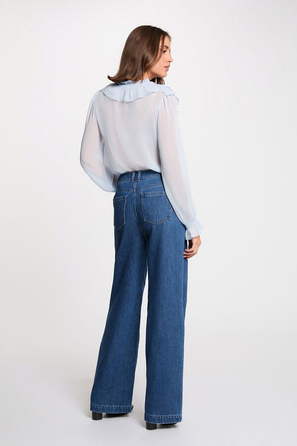 Morgan Camisa fluida con cuello en v Azul