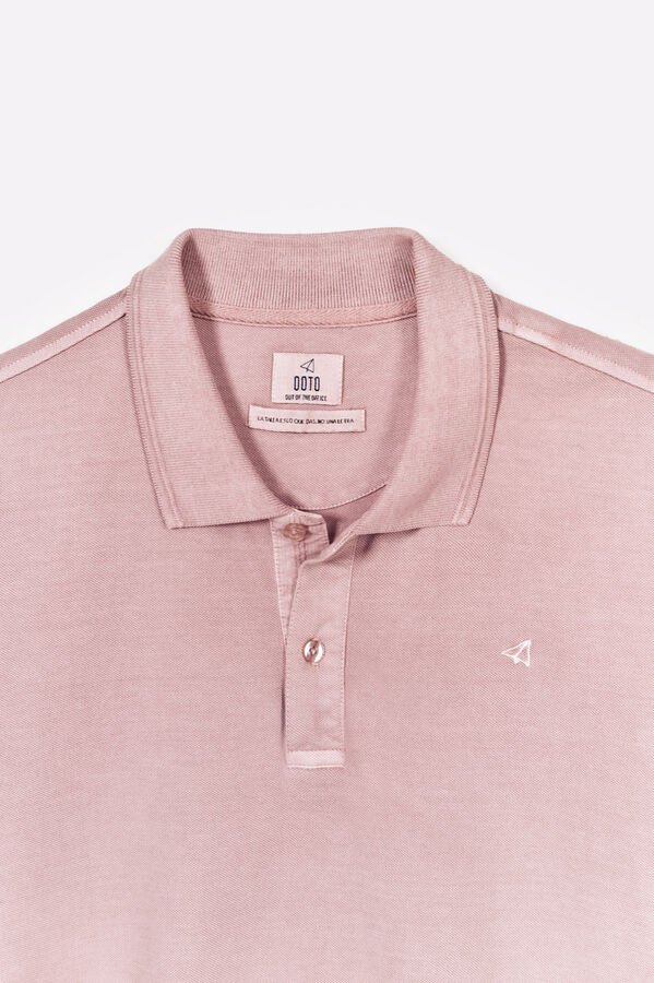 OOTO Polo pique lavado bordado avión Rosa