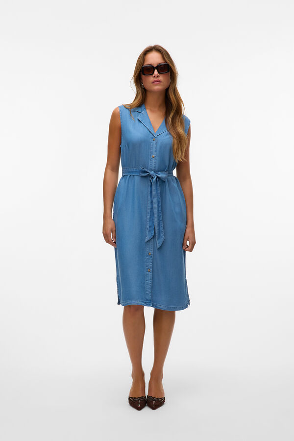 Vero Moda Vestido midi camisero Azul