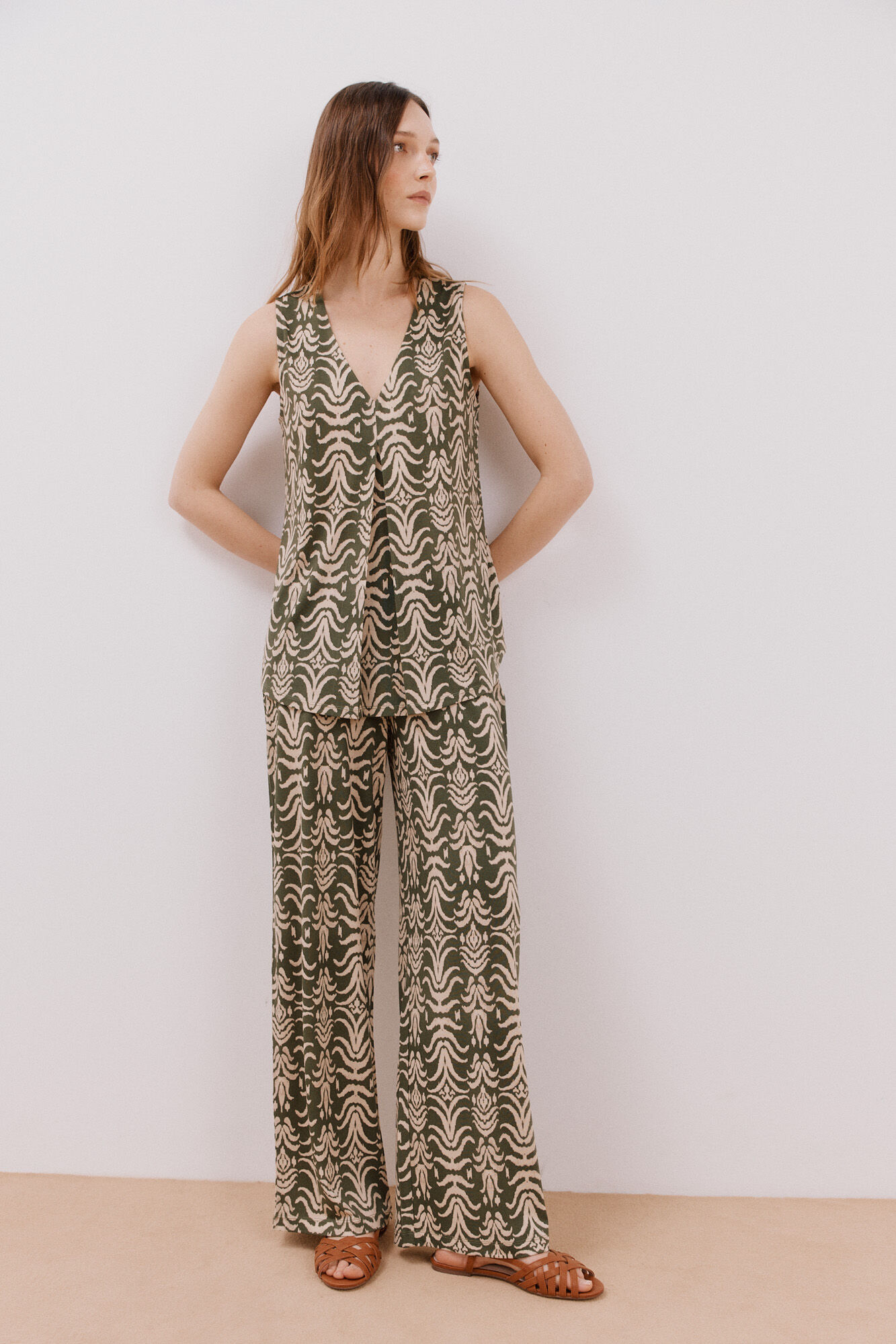 Cortefiel Pantal&oacute;n de punto estampado