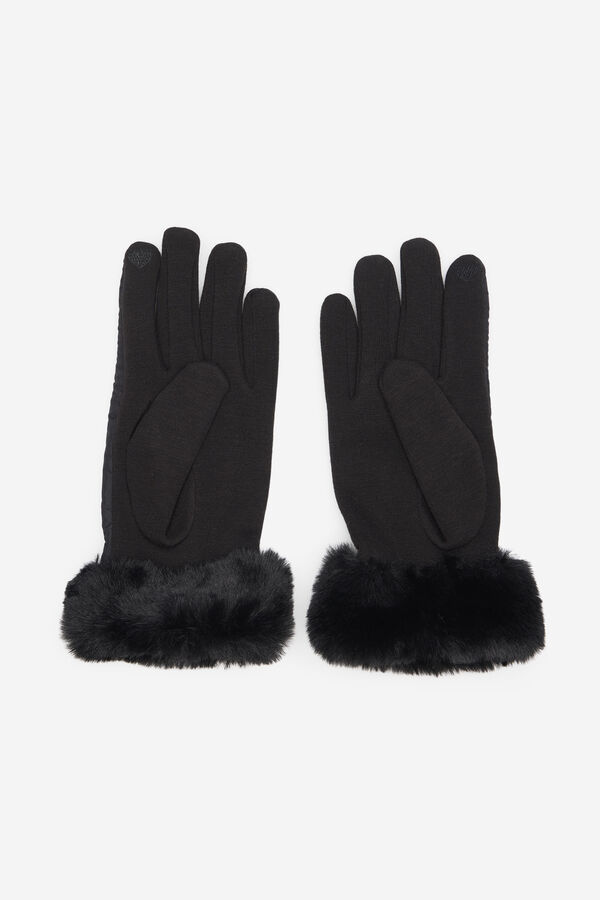 Cortefiel Guante nylon pelo Negro