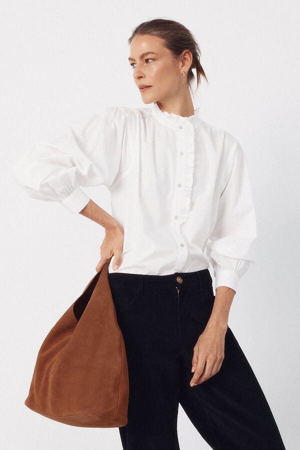 Cortefiel Hobo de couro tran&ccedil;ado Castanho