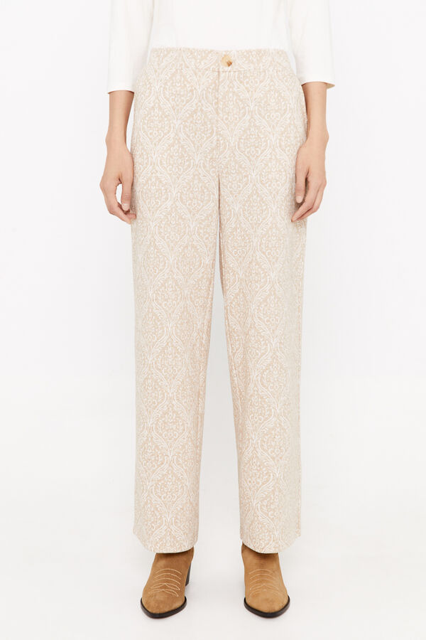 Cortefiel Pantal&oacute;n de jacquard de punto Marfil