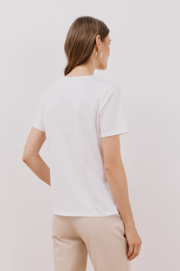 Cortefiel Camiseta bordado floral Multicolor