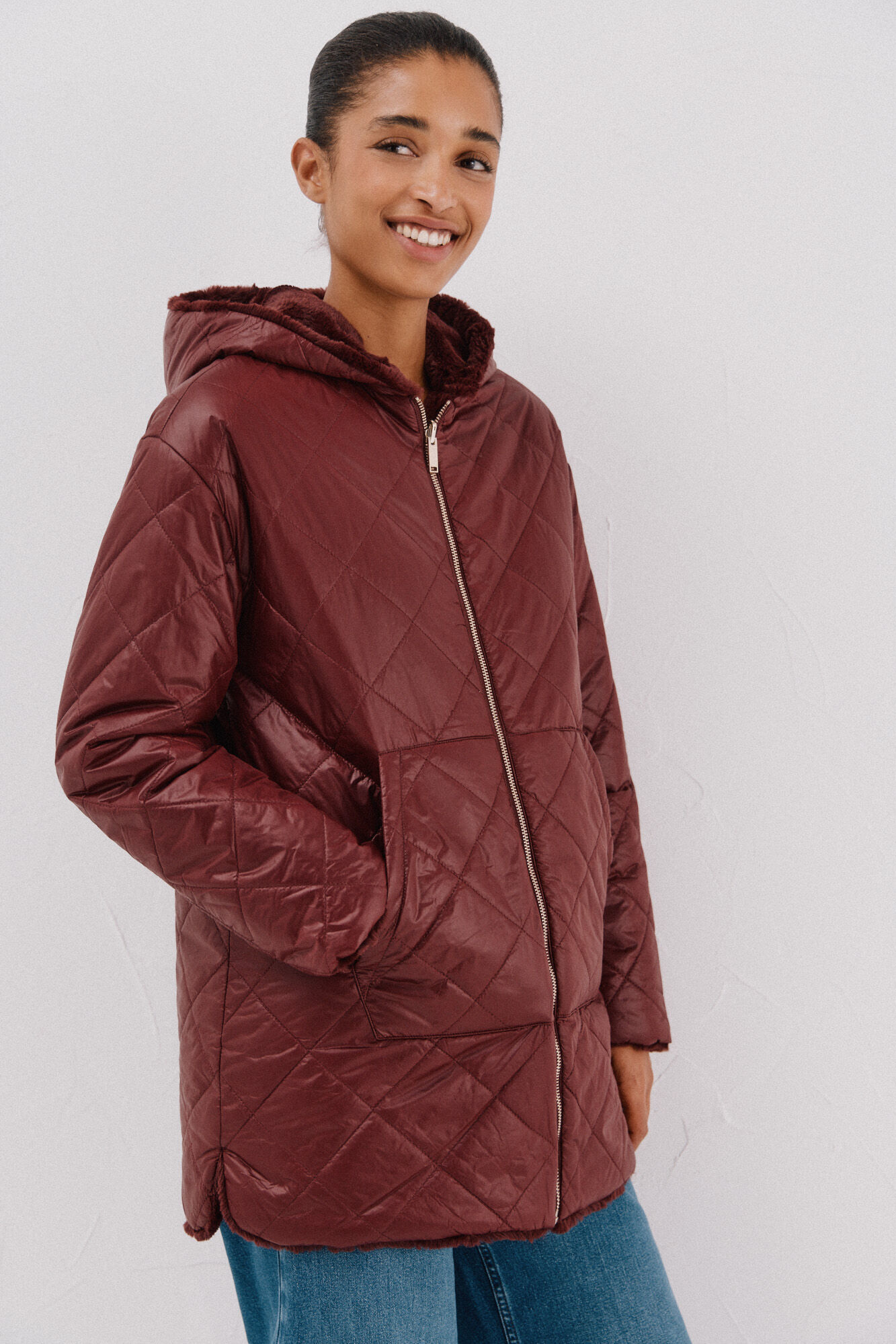 Cortefiel Anorak acolchado reversible efecto pelo