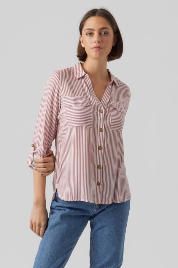 Vero Moda Camisa de riscas Vermelho