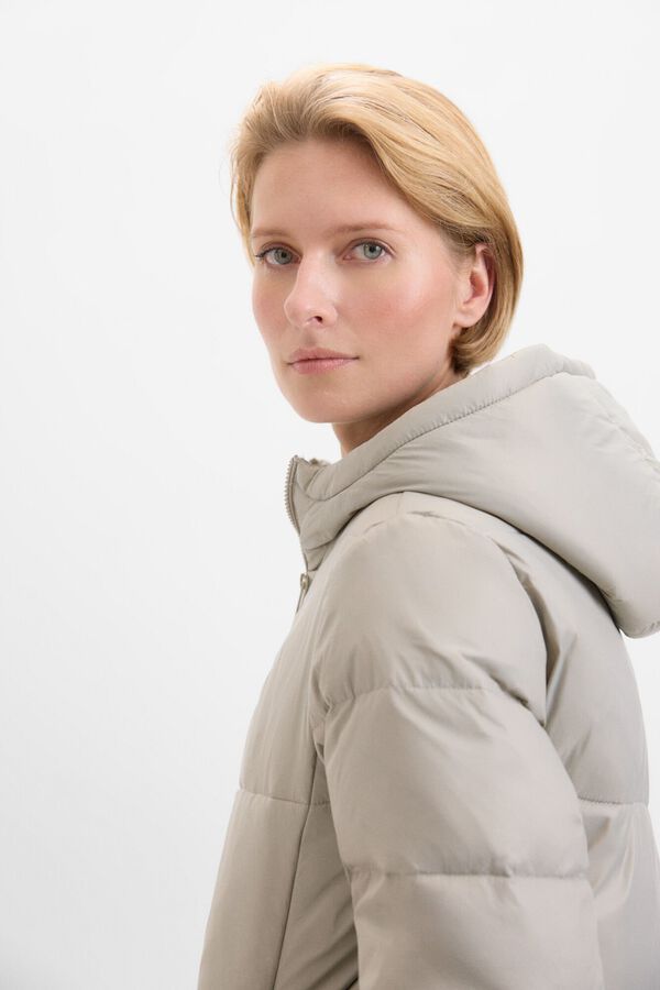 Cortefiel Abrigo largo plumas Kaki