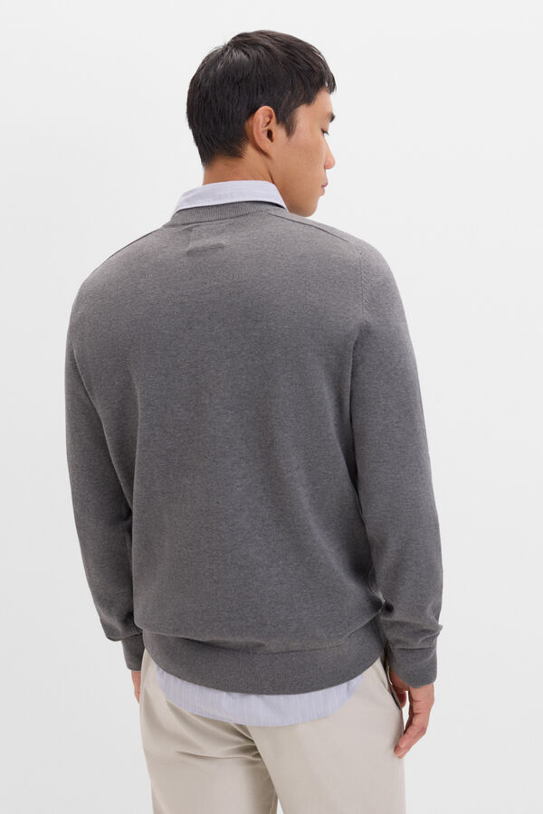 Cortefiel Jersey ponto fino algod&atilde;o estrutura Cinzento