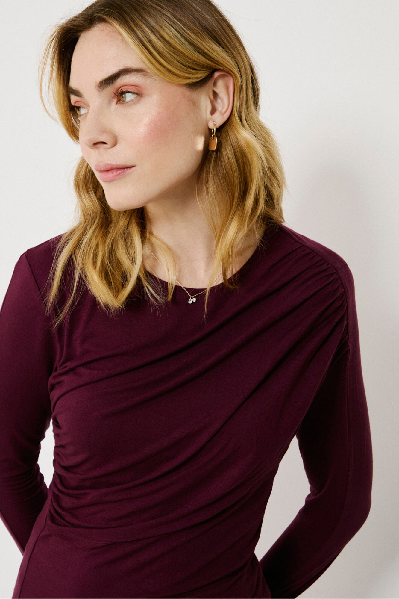 Vila Top de manga larga con detalle drapeado