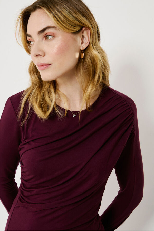 Vila Top de manga larga con detalle drapeado Morado