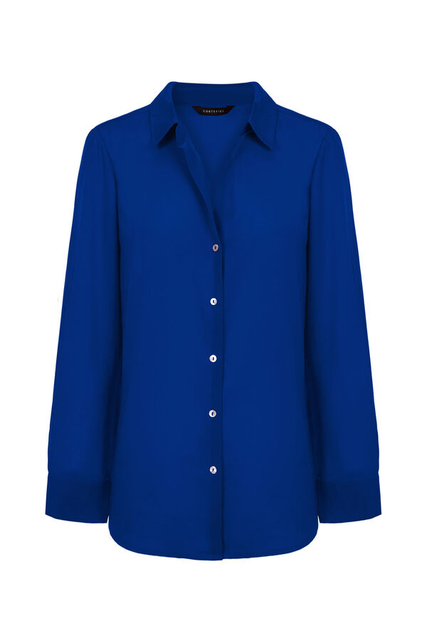 Cortefiel Camisa satinada Azul marino