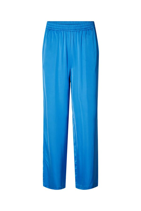 Selected Femme Pantalón holgado satinado confeccionado con Lenzing ECOVERO Azul
