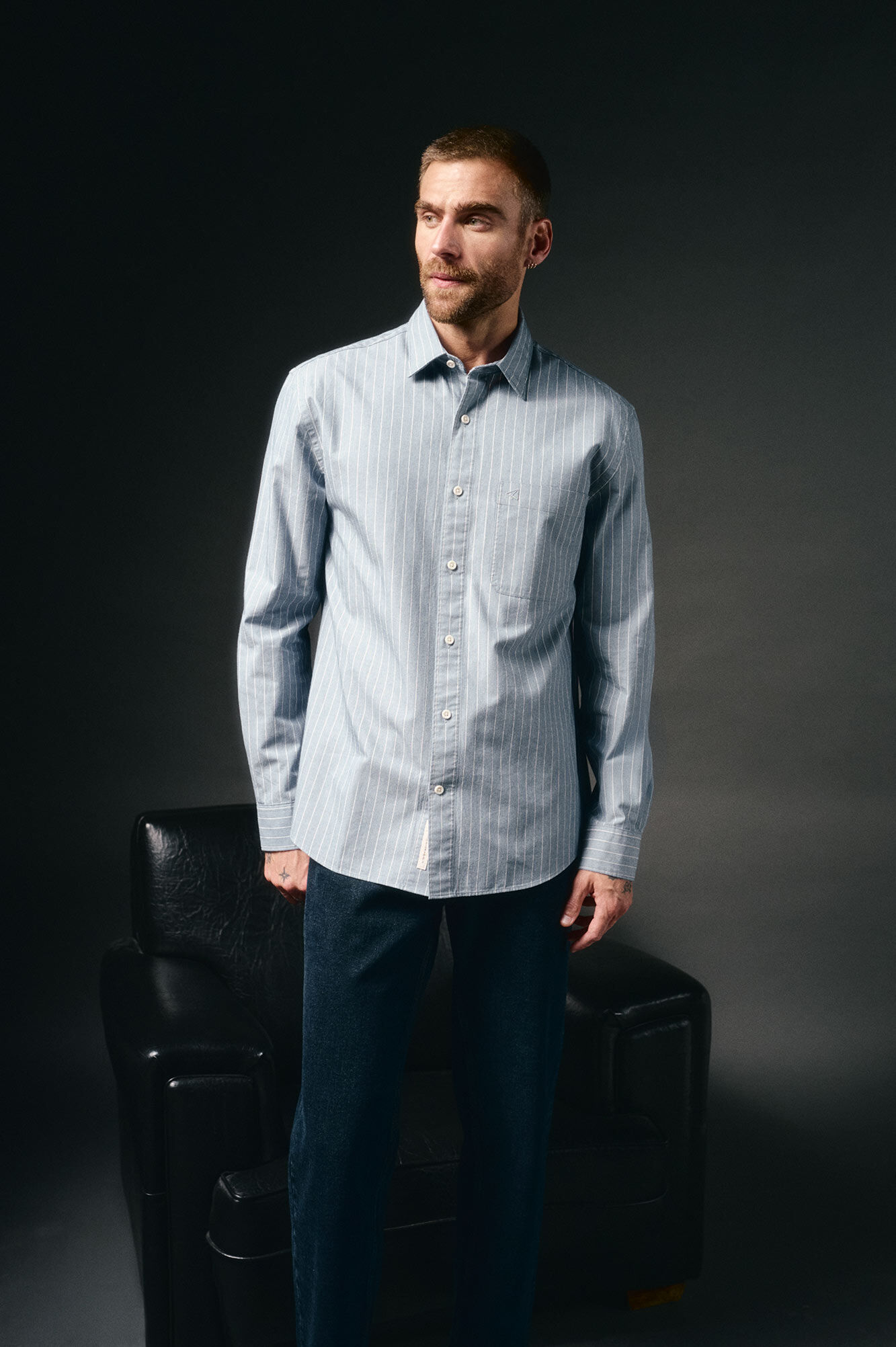 OOTO Camisa rayas twill