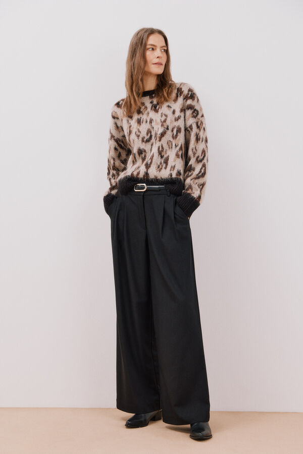 Cortefiel Camisola animal print Castanho