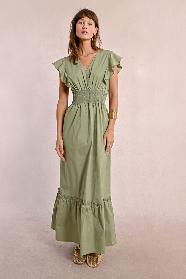 Molly Bracken Vestido de manga curta de borboleta com folhos Verde